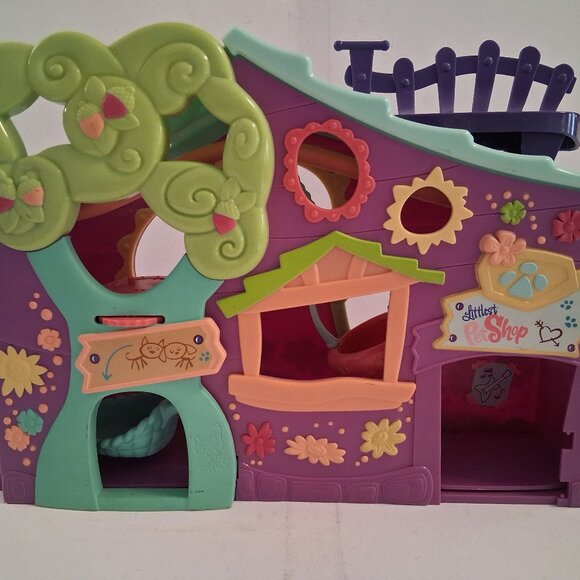 Hasbro Littlest Pet Shop Purple Club Tree House Play Set Swing 2007 - Picture 3 of 4